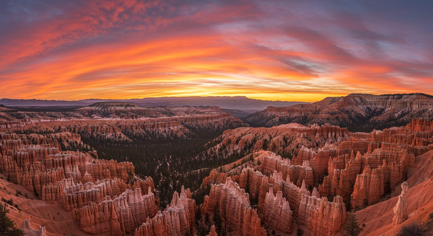 Sunrise over Bryce Canyon hoodoos